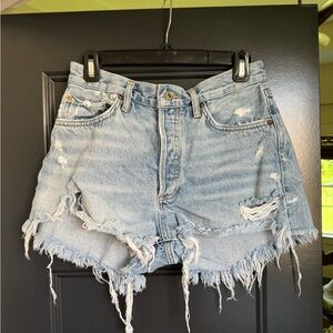 Agolde Parker denim fray shorts